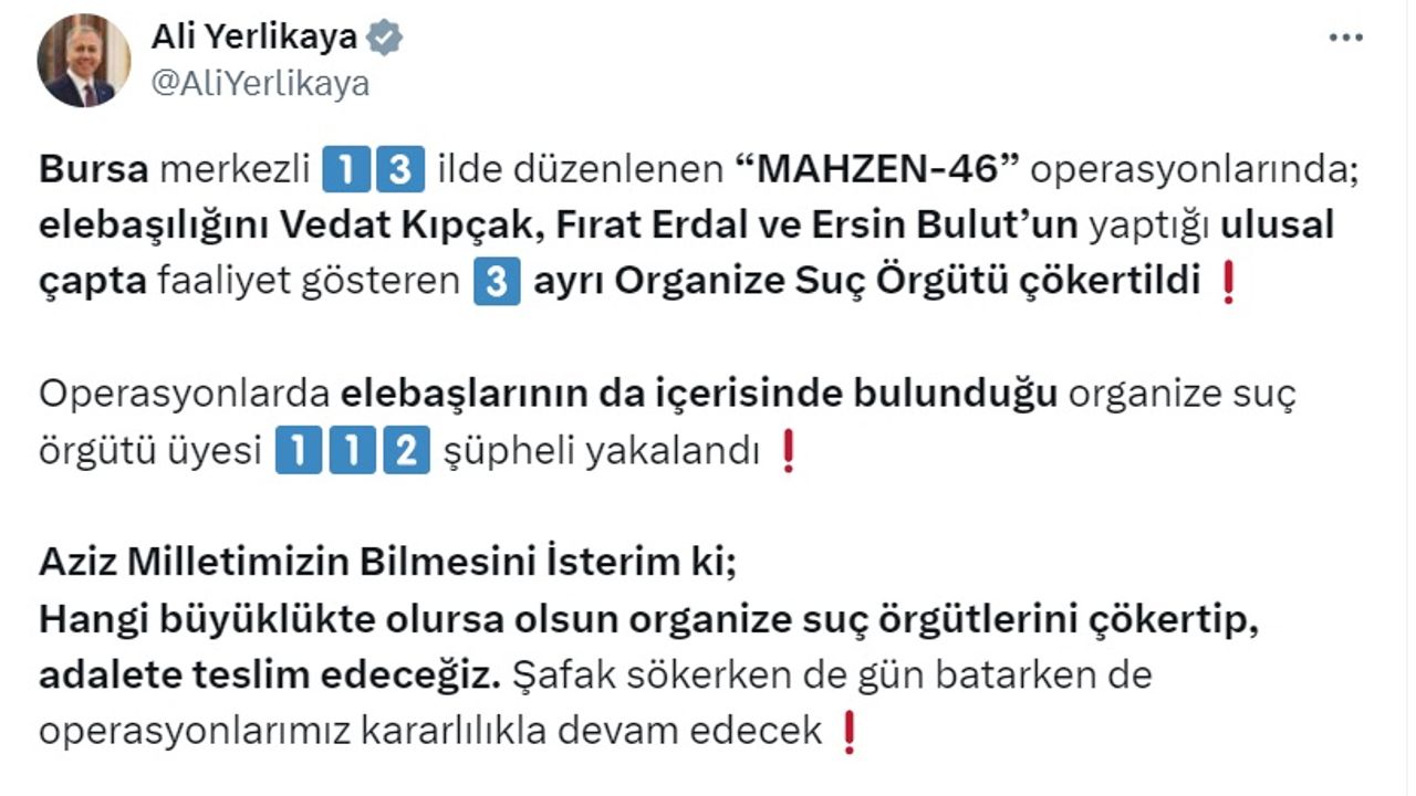 Bursa merkezli 13 ilde 3 suç örgütüne operasyon; 112 gözaltı - MY Gazete