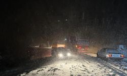 Kastamonu'da kar etkili oldu; araçlar yolda mahsur kaldı