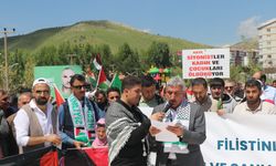 Bitlis'te yüzlerce kişi Filistin için yürüdü, kalabalığa atlılar da destek verdi