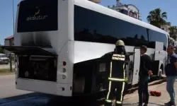 Serik'te tur otobüsünde korkutan yangın!