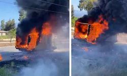 Antalya- Alanya D-400 kara yolundaki seyir halindeki kamyon yandı