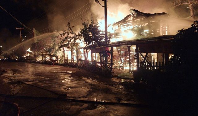 Antalya Olimpos tatil bölgesinde faaliyet gösteren Kadir'in Ağaç Evleri çıkan yangın neticesi tamamen kül oldu