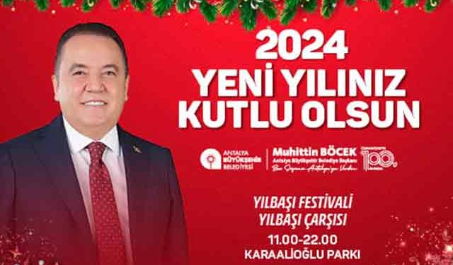 Antalya Büyükşehir  Belediyesi 2024 Yeni Yıl banneri