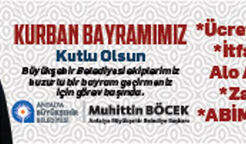 Antalya Büyükşehir Belediyesi Kurban Bayramı banneri